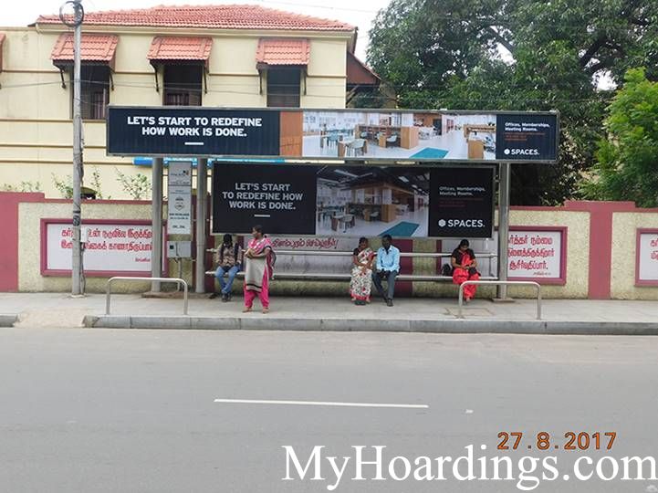 Bus Stop Ads at Opp Hotel New Woodlands in Chennai, Best Hoardings advertising company in Chennai